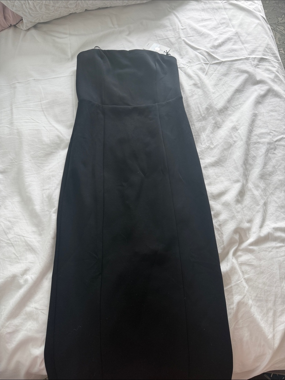 Reformation Black Strapless Midi Dress